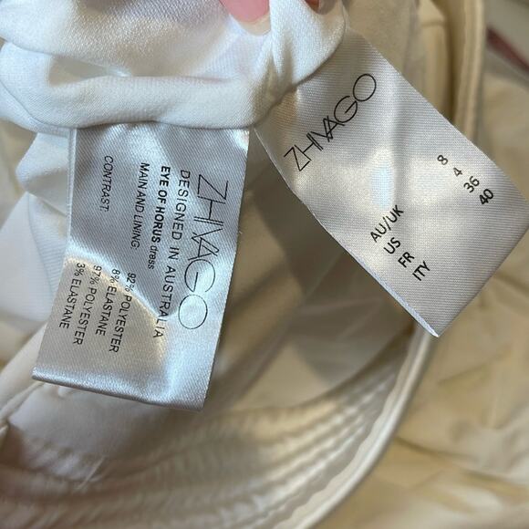 Zhivago Eye of Horus Long Sleeve White Midi Dress Size 4 - Picture 12 of 12